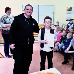 Spotkanie autorskie z M. Pałaszem w Szkole Podstawowej im. Jana Drzeżdżona w Lubocinie / 14 kwietnia 2015